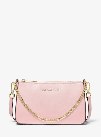 Michael Kors Outlet Jet Set Medium Saffiano Leather Crossbody Bag In Pink