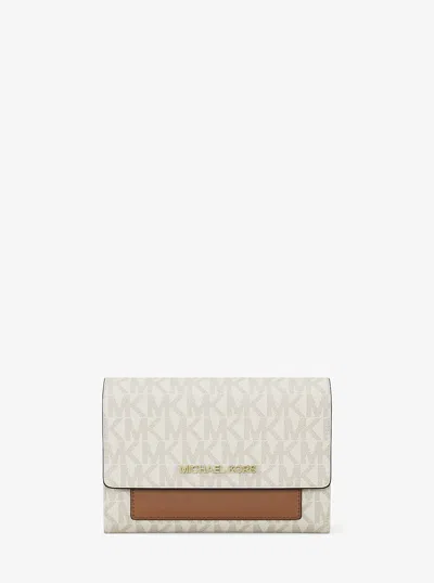 Michael Kors Outlet Jet Set Medium Signature Logo 2-in-1 Wallet In Gray