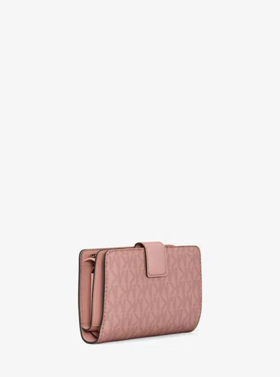 Michael Kors Outlet Jet Set Medium Signature Logo Bi-fold Wallet In Orange