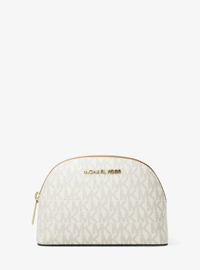 Michael Kors Outlet Jet Set Medium Signature Logo Travel Kit In White