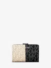 Michael Kors Outlet Jet Set Medium Two-tone Logo Wallet In Black