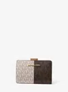 Michael Kors Outlet Jet Set Medium Two-tone Logo Wallet In Brown