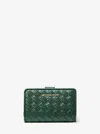 Michael Kors Outlet Jet Set Medium Woven Wallet In Green