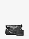Michael Kors Outlet Jet Set Patent Logo Debossed Pochette And Card Case Gift Set In Black