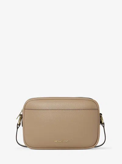 Michael Kors Outlet Jet Set Pebbled Leather Camera Crossbody Bag In Brown
