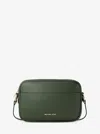 Michael Kors Outlet Jet Set Pebbled Leather Camera Crossbody Bag In Green