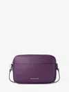 Michael Kors Outlet Jet Set Pebbled Leather Camera Crossbody Bag In Purple