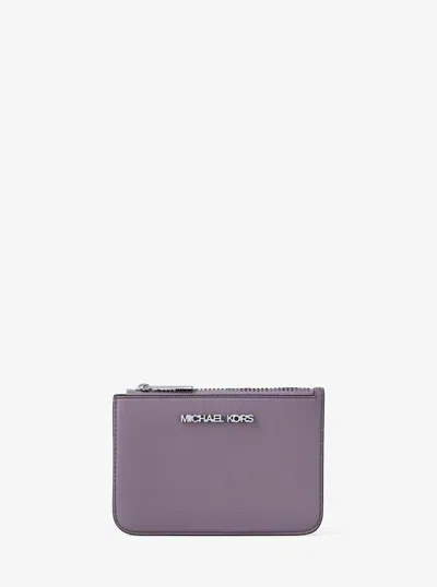 Michael Kors Outlet Jet Set Saffiano Leather Coin Purse In Blue