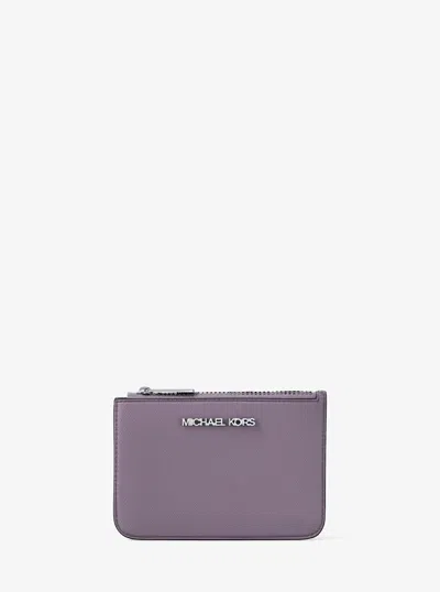 Michael Kors Outlet Jet Set Saffiano Leather Coin Purse In Purple