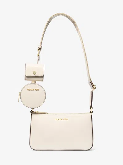 Michael Kors Outlet Jet Set Saffiano Leather Crossbody Bag With Case For Apple Airpods Pro In Neutral
