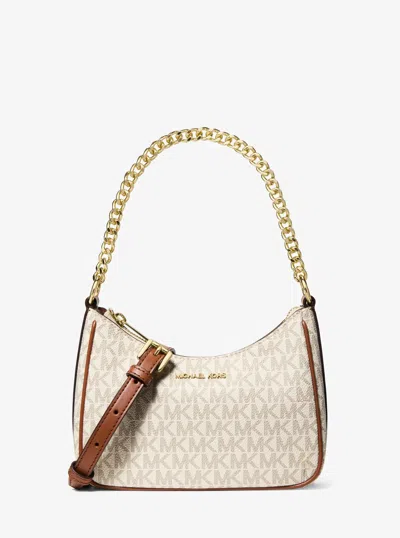 Michael Kors Outlet Jet Set Signature Logo Convertible Crossbody Bag In Sand
