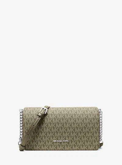 Michael Kors Outlet Jet Set Signature Logo Crossbody Bag In Green