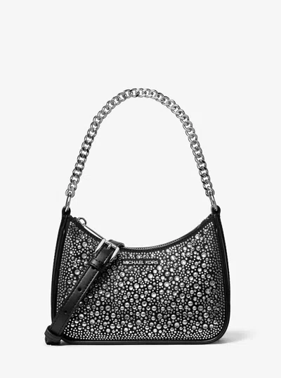 Michael Kors Outlet Jet Set Small Embellished Convertible Crossbody Bag In Black