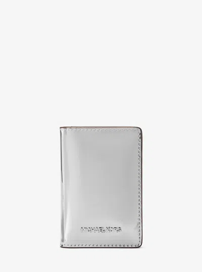 Michael Kors Outlet Jet Set Small Metallic Bi-fold Wallet In Silver