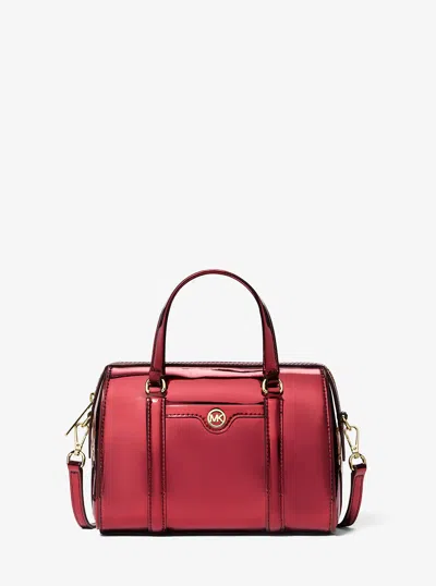 Michael Kors Outlet Jet Set Small Metallic Convertible Crossbody Bag In Burgundy