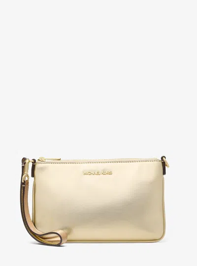 Michael Kors Outlet Jet Set Small Metallic Wristlet In Gold