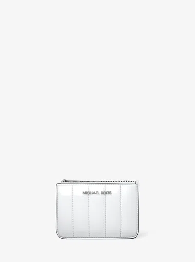 Michael Kors Outlet Jet Set Small Patent Coin Purse In White