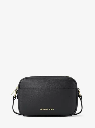 Michael Kors Outlet Jet Set Small Pebbled Leather Camera Crossbody Bag In Black