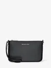 Michael Kors Outlet Jet Set Small Pebbled Leather Convertible Wristlet In Black