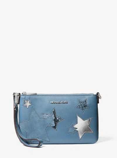 Michael Kors Outlet Jet Set Small Printed Wristlet In Blue