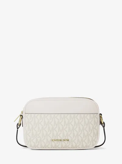 Michael Kors Outlet Jet Set Small Signature Logo Camera Crossbody Bag In Pink