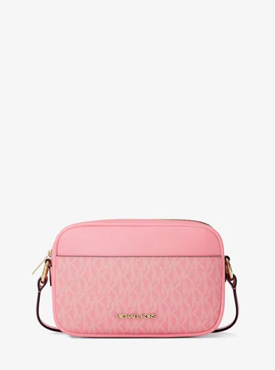 Michael Kors Outlet Jet Set Small Signature Logo Camera Crossbody Bag In Red