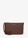 Michael Kors Outlet Jet Set Small Signature Logo Convertible Wristlet In Brown