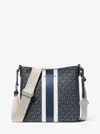 Michael Kors Outlet Jet Set Small Signature Logo Stripe Crossbody Bag In Blue