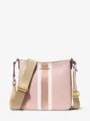 Michael Kors Outlet Jet Set Small Signature Logo Stripe Crossbody Bag In Pink