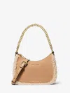 Michael Kors Outlet Jet Set Small Suede And Faux Shearling Convertible Crossbody Bag In Multi