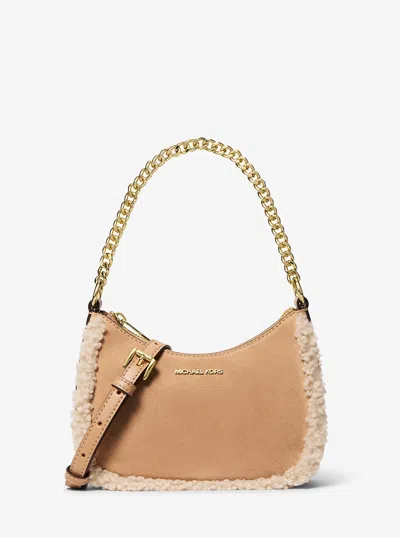Michael Kors Outlet Jet Set Small Suede And Faux Shearling Convertible Crossbody Bag In Multi