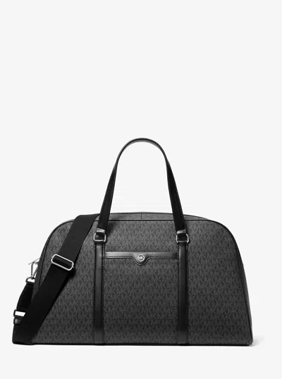 Michael Kors Outlet Jet Set Travel Extra-large Signature Logo Weekender Bag In Black