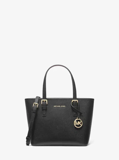Michael Kors Outlet Jet Set Travel Extra-small Saffiano Leather Top-zip Tote Bag In Black