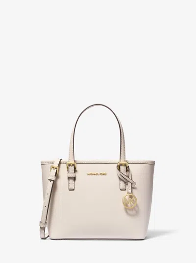 Michael Kors Outlet Jet Set Travel Extra-small Saffiano Leather Top-zip Tote Bag In White