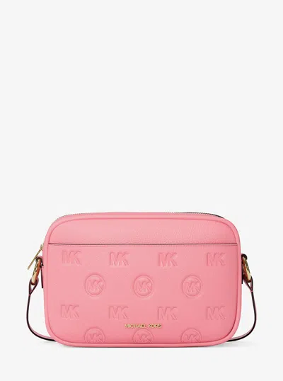 Michael Kors Outlet Jet Set Travel Large Logo Debossed Camera Crossbody Bag In Red