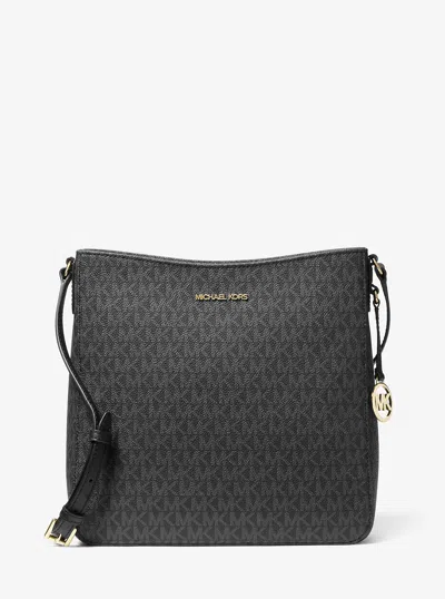 Michael Kors Outlet Jet Set Travel Large Logo Messenger Bag In Black