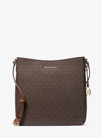 Michael Kors Outlet Jet Set Travel Large Logo Messenger Bag In Brown