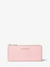 Michael Kors Outlet Jet Set Travel Large Saffiano Leather Quarter-zip Wallet In Pink