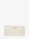 Michael Kors Outlet Jet Set Travel Large Saffiano Leather Quarter-zip Wallet In White
