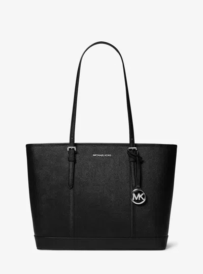 Michael Kors Outlet Jet Set Travel Large Saffiano Leather Tote Bag In Black