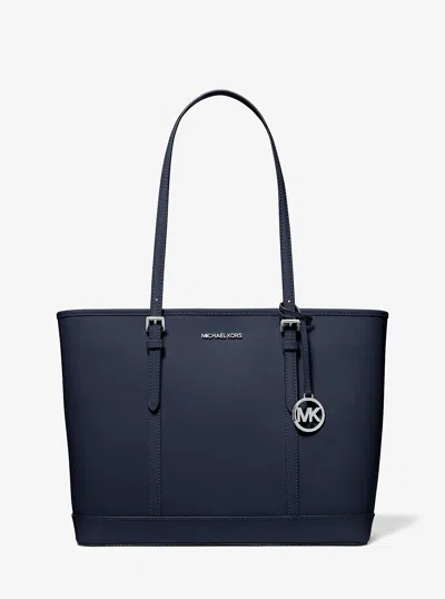 Michael Kors Outlet Jet Set Travel Large Saffiano Leather Tote Bag In Blue
