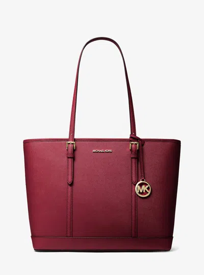 Michael Kors Outlet Jet Set Travel Large Saffiano Leather Tote Bag In Red