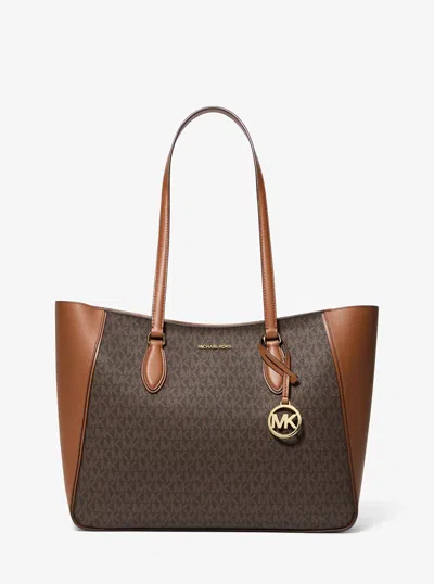 Michael Kors Outlet Jet Set Travel Large Signature Logo 3-in-1 Tote Bag In Brown