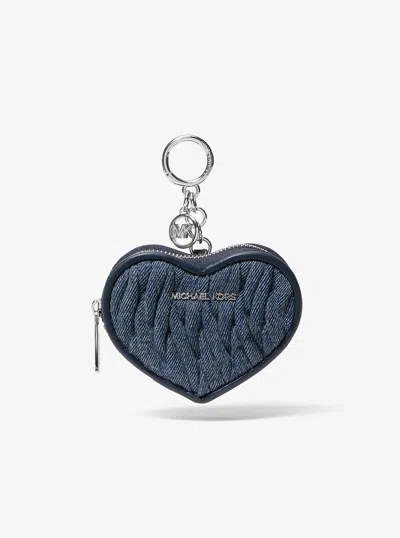 Michael Kors Outlet Jet Set Travel Matelassé Denim Heart Coin Pouch In Multi