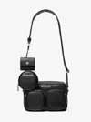 Michael Kors Outlet Jet Set Medium Leather Crossbody Bag With Case For Apple Airpods Pro In Black