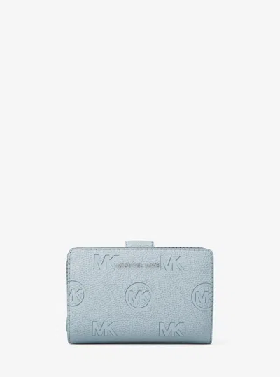 Michael Kors Outlet Jet Set Travel Medium Logo Debossed Billfold Wallet In Blue