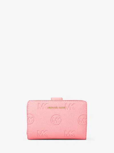 Michael Kors Outlet Jet Set Travel Medium Logo Debossed Billfold Wallet In Pink