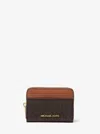 Michael Kors Outlet Jet Set Travel Medium Logo Zip-around Card Case In Brown