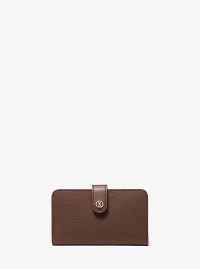 Michael Kors Outlet Jet Set Travel Medium Pebbled Leather Billfold Wallet In Brown
