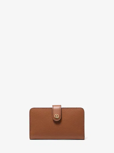 Michael Kors Outlet Jet Set Travel Medium Pebbled Leather Billfold Wallet In Brown